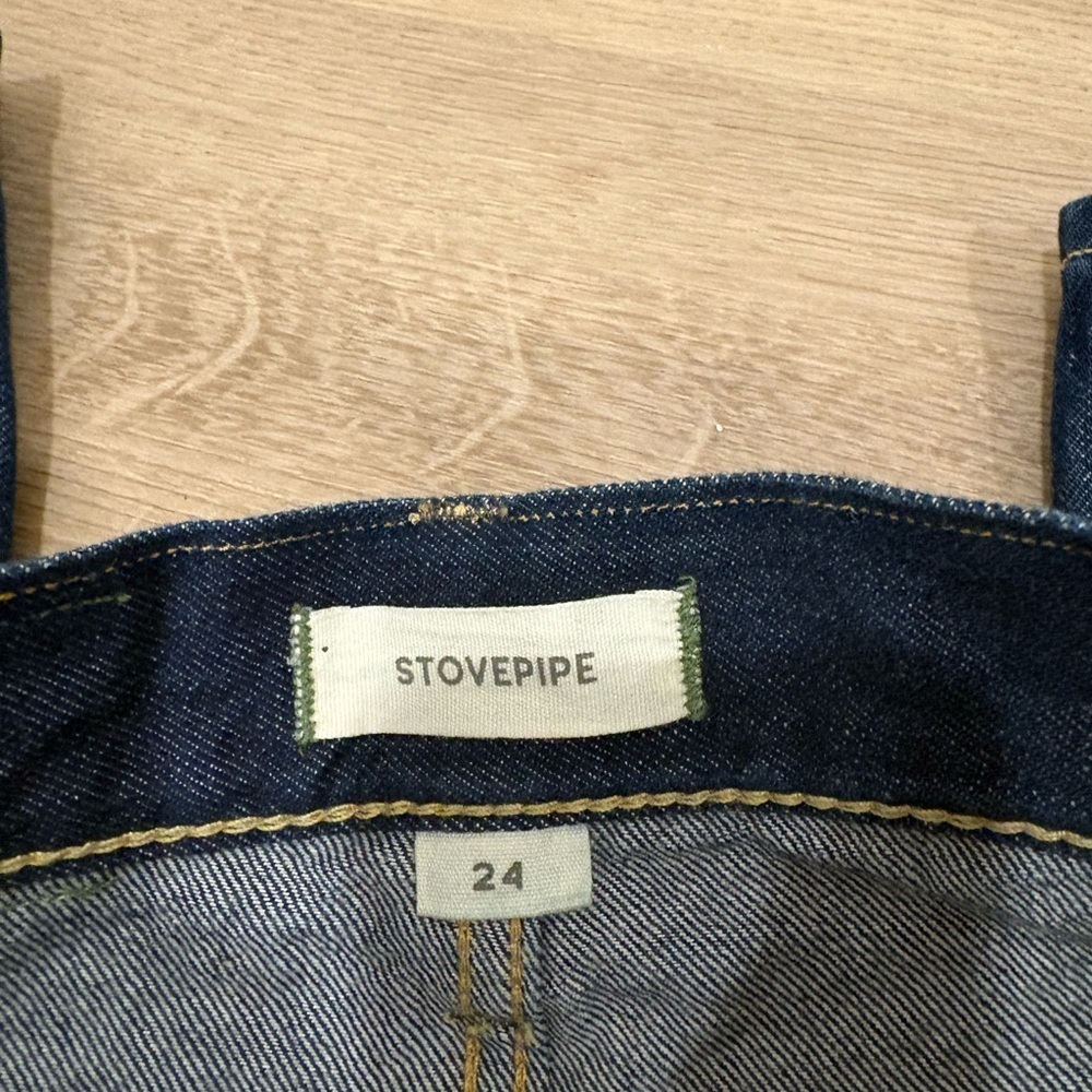 Stovepipe High Dark Blue Women's Jeans - Picture 2 of 8